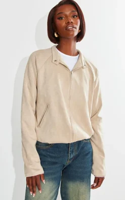 PrettyLittleThing Bomber Jackets*Tall Faux Suede Oversized Bomber Jacket
