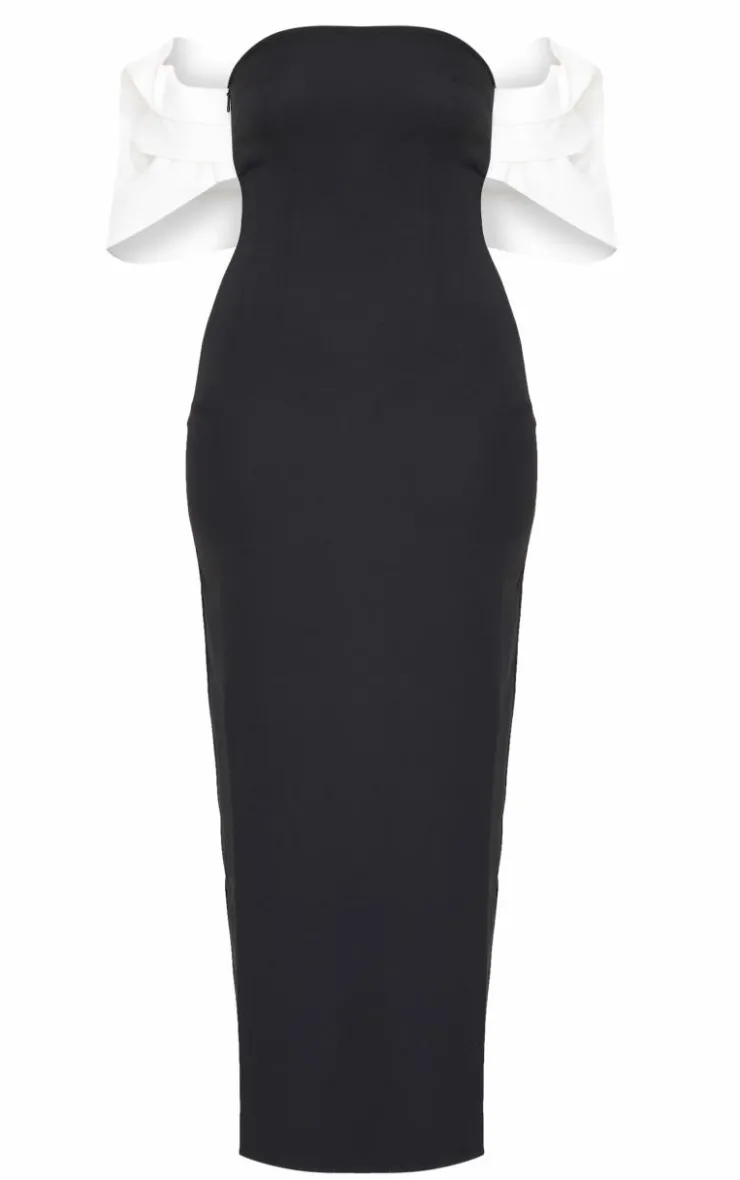Tall Bow Detail Bodycon Midaxi Dress-PrettyLittleThing