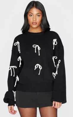 PrettyLittleThing Sweaters*Tall Bow Detail Oversized Christmas Sweater