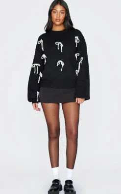 PrettyLittleThing Sweaters*Tall Bow Detail Oversized Christmas Sweater