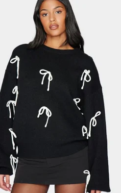 PrettyLittleThing Sweaters*Tall Bow Detail Oversized Christmas Sweater