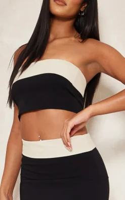 Outlet PrettyLittleThing Tall Contrast Fold Over Midaxi Skirt Black