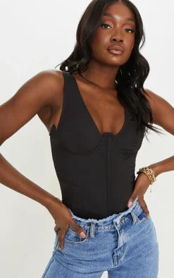 PrettyLittleThing Corsets*Tall Corset Detail Woven Bodysuit