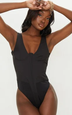 PrettyLittleThing Corsets*Tall Corset Detail Woven Bodysuit