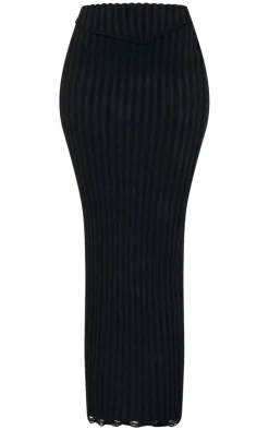 Outlet PrettyLittleThing Tall Distressed Knit Maxi Skirt Black
