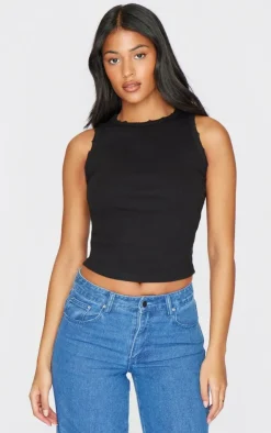 PrettyLittleThing Sleeveless Tops*Tall Distressed Racer Neck Crop Top