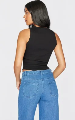 PrettyLittleThing Sleeveless Tops*Tall Distressed Racer Neck Crop Top