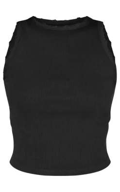 PrettyLittleThing Sleeveless Tops*Tall Distressed Racer Neck Crop Top