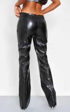 Tall Faux Leather Low Rise Textured Straight Leg Pants-PrettyLittleThing Hot