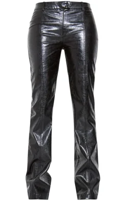 Tall Faux Leather Low Rise Textured Straight Leg Pants-PrettyLittleThing Hot