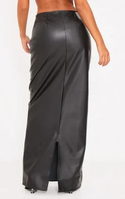 New PrettyLittleThing Tall Faux Leather Maxi Skirt Black