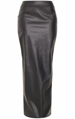 New PrettyLittleThing Tall Faux Leather Maxi Skirt Black