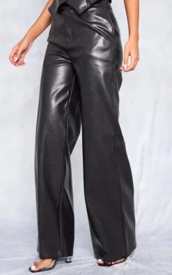 Outlet PrettyLittleThing Tall Faux Leather Wide Leg Pants Black