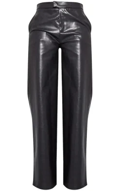 Outlet PrettyLittleThing Tall Faux Leather Wide Leg Pants Black