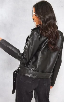 PrettyLittleThing Faux Leather Jackets*Tall Faux Leather Zip Detail Biker Jacket
