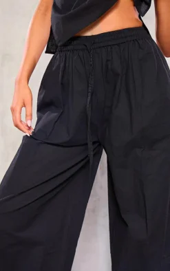 Best PrettyLittleThing Tall Faux Linen Wide Leg Pants Black