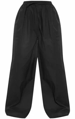 Best PrettyLittleThing Tall Faux Linen Wide Leg Pants Black