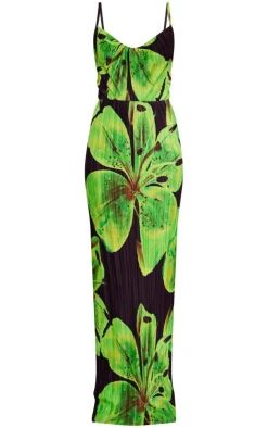 Tall Floral Print Plisse Strappy Maxi Dress-PrettyLittleThing Online