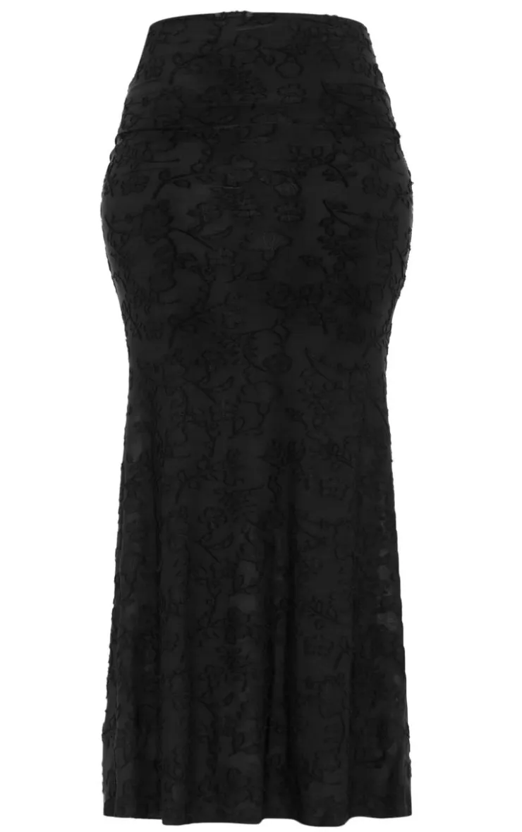 Best PrettyLittleThing Tall Floral Sheer Burnout Low Rise Maxi Skirt Black