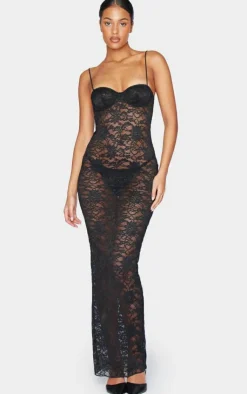 Tall Lace Boned Cup Detail Maxi Dress-PrettyLittleThing Sale