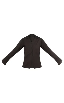 Outlet PrettyLittleThing Tall Linen Look Shirt Black