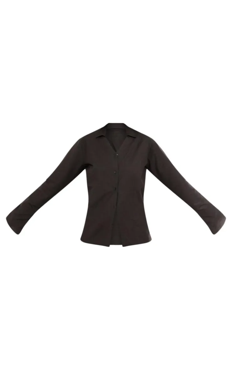 Outlet PrettyLittleThing Tall Linen Look Shirt Black
