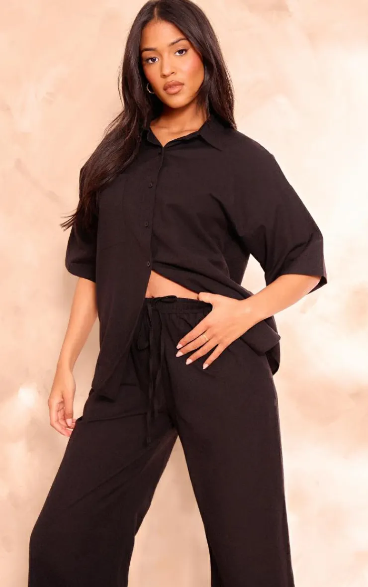 PrettyLittleThing Shirts*Tall Linen Look Short Sleeve Shirt