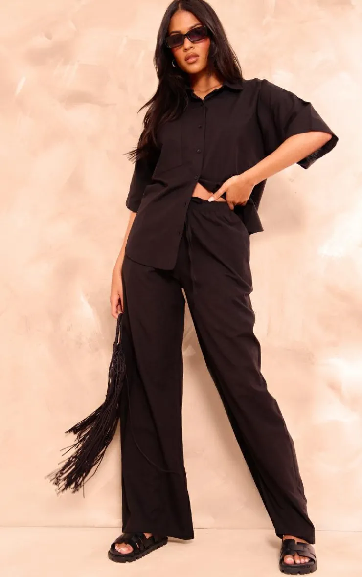 PrettyLittleThing Shirts*Tall Linen Look Short Sleeve Shirt
