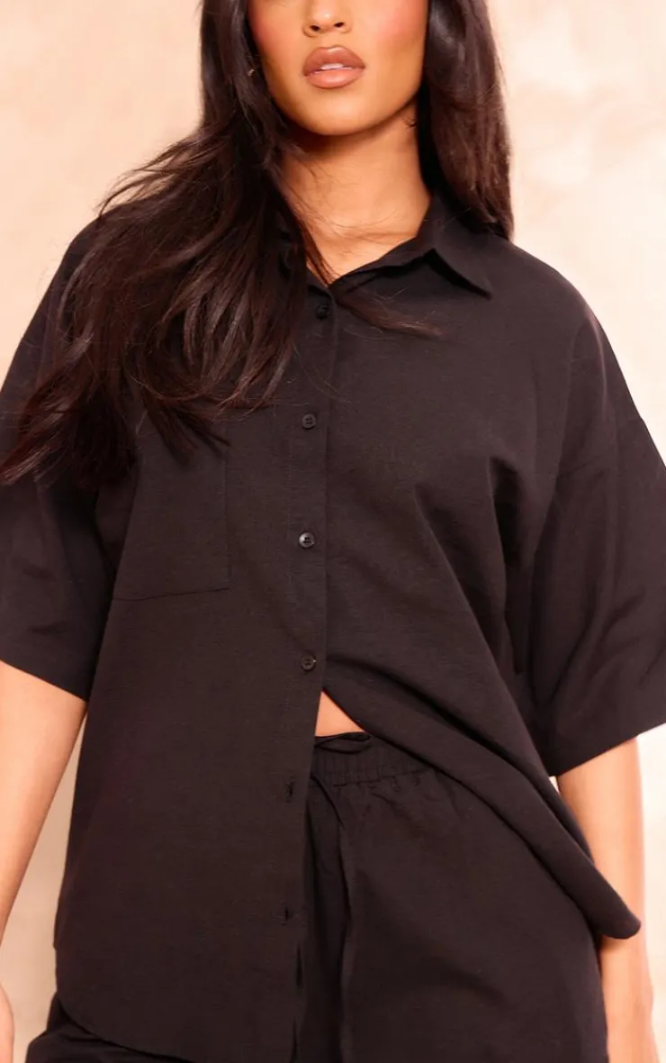 PrettyLittleThing Shirts*Tall Linen Look Short Sleeve Shirt