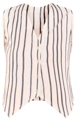 PrettyLittleThing Tall Linen Pinstripe Vest Black
