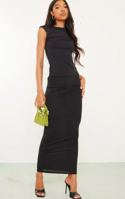 Sale PrettyLittleThing Tall Low Rise Slinky Midaxi Skirt Black