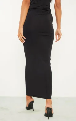 Sale PrettyLittleThing Tall Low Rise Slinky Midaxi Skirt Black