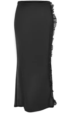 Sale PrettyLittleThing Tall Mesh Split Detail Maxi Skirt Black