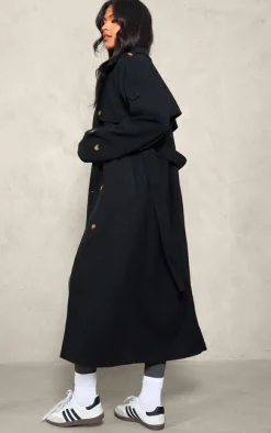 PrettyLittleThing Trench Coats*Tall Oversized Double Breasted Military Trim Coat