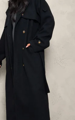 PrettyLittleThing Trench Coats*Tall Oversized Double Breasted Military Trim Coat