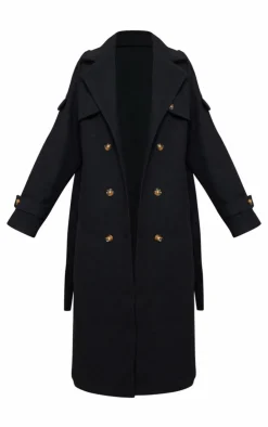 PrettyLittleThing Trench Coats*Tall Oversized Double Breasted Military Trim Coat