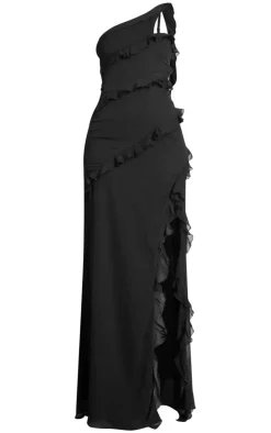 Tall Ruffle Asymmetric One Shoulder Maxi Dress-PrettyLittleThing Discount