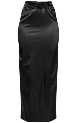 Outlet PrettyLittleThing Tall Satin Midaxi Skirt Black
