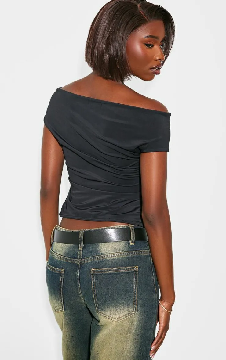 PrettyLittleThing Sleeveless Tops*Tall Slinky Sleeveless Off The Shoulder Top