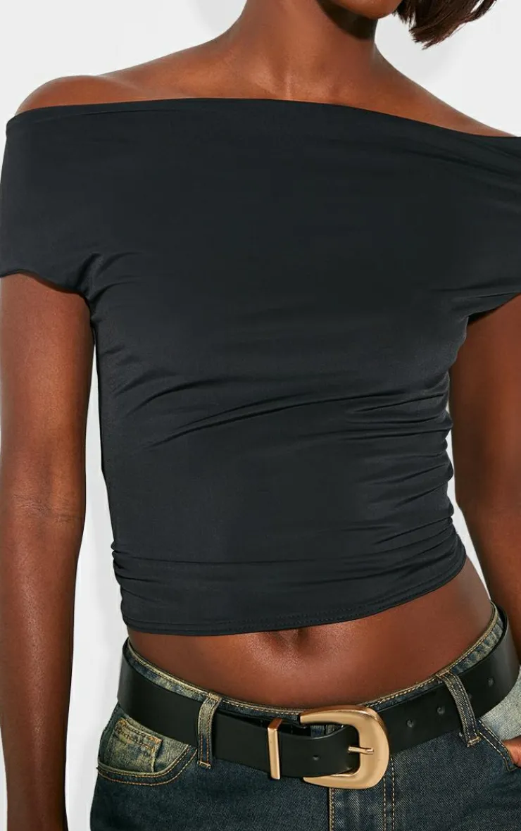 PrettyLittleThing Sleeveless Tops*Tall Slinky Sleeveless Off The Shoulder Top