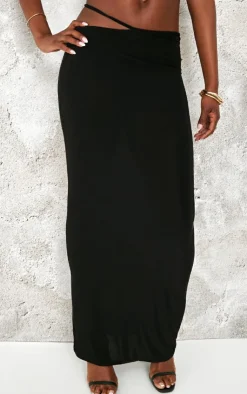 Sale PrettyLittleThing Tall Slinky Strap Cut Out Maxi Skirt Black