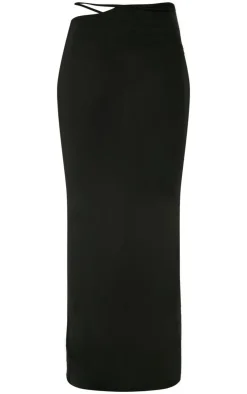 Sale PrettyLittleThing Tall Slinky Strap Cut Out Maxi Skirt Black