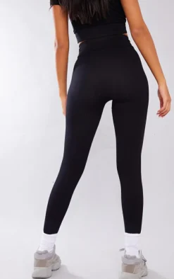 PrettyLittleThing Tall Snatched Ribbed High Waisted Leggings Black