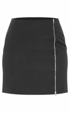 Clearance PrettyLittleThing Tall Zip Up Mini Skirt Black