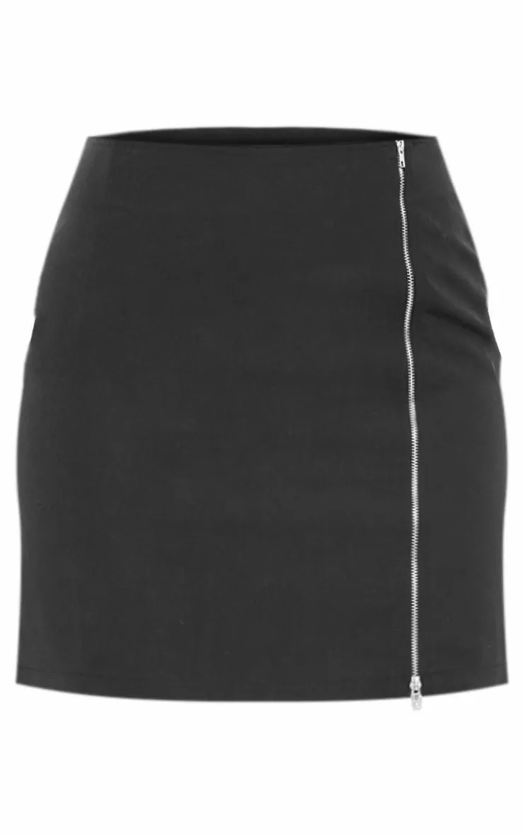 Clearance PrettyLittleThing Tall Zip Up Mini Skirt Black