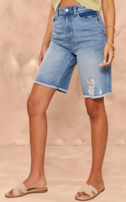 Tall Blue Denim Ripped Jorts