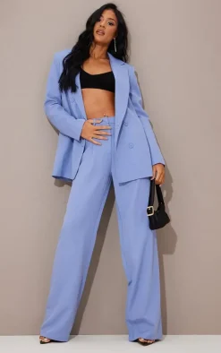 Discount PrettyLittleThing Tall High Waisted Suit Pants Blue