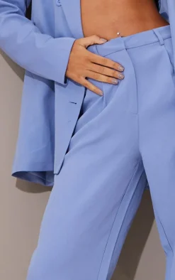 Discount PrettyLittleThing Tall High Waisted Suit Pants Blue