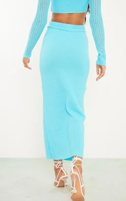 Best PrettyLittleThing Tall Knitted Midaxi Skirt Blue