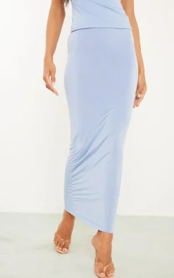 Discount PrettyLittleThing Tall Low Rise Slinky Midaxi Skirt Blue